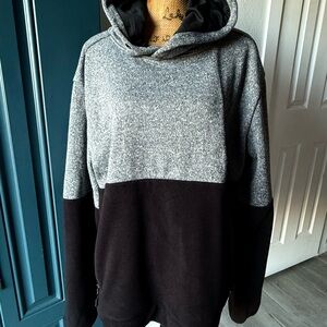Men's Gray and Black Hooded Sweater